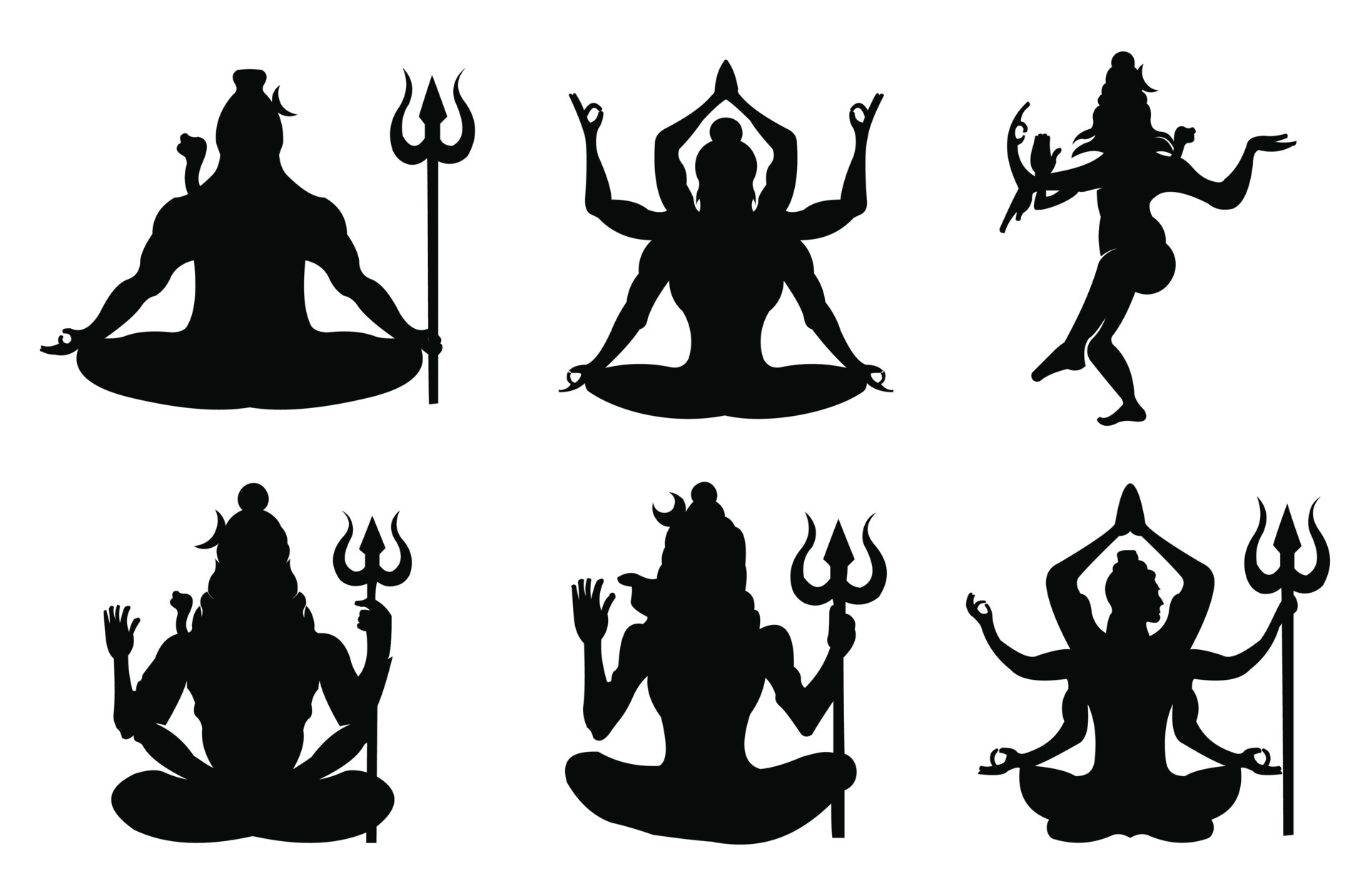 silhouette God Shiva Hinduism in India along with Brahma and Vishnu