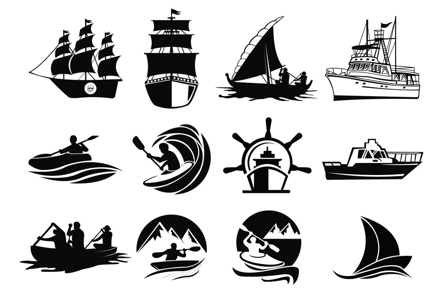 vela, crucero, barco, velero logo plantilla vector icono ilustración diseño