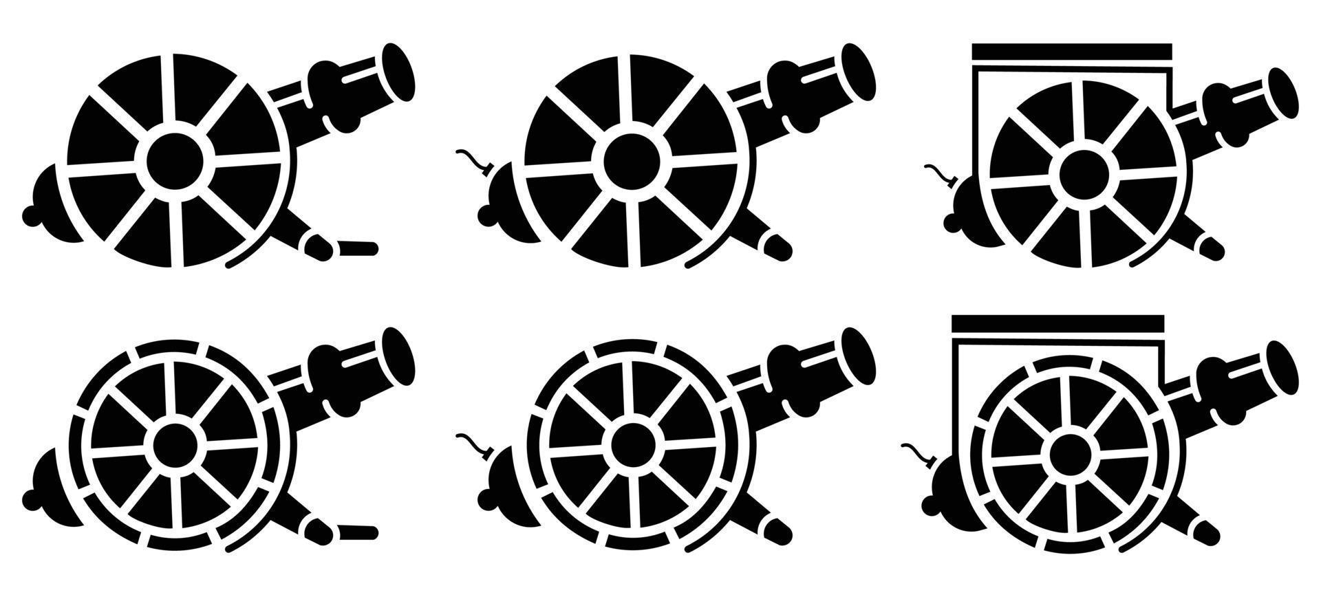 icono de vector de diseño de logotipo de artillería de cañón, vector de stock de símbolo de cañón de museo