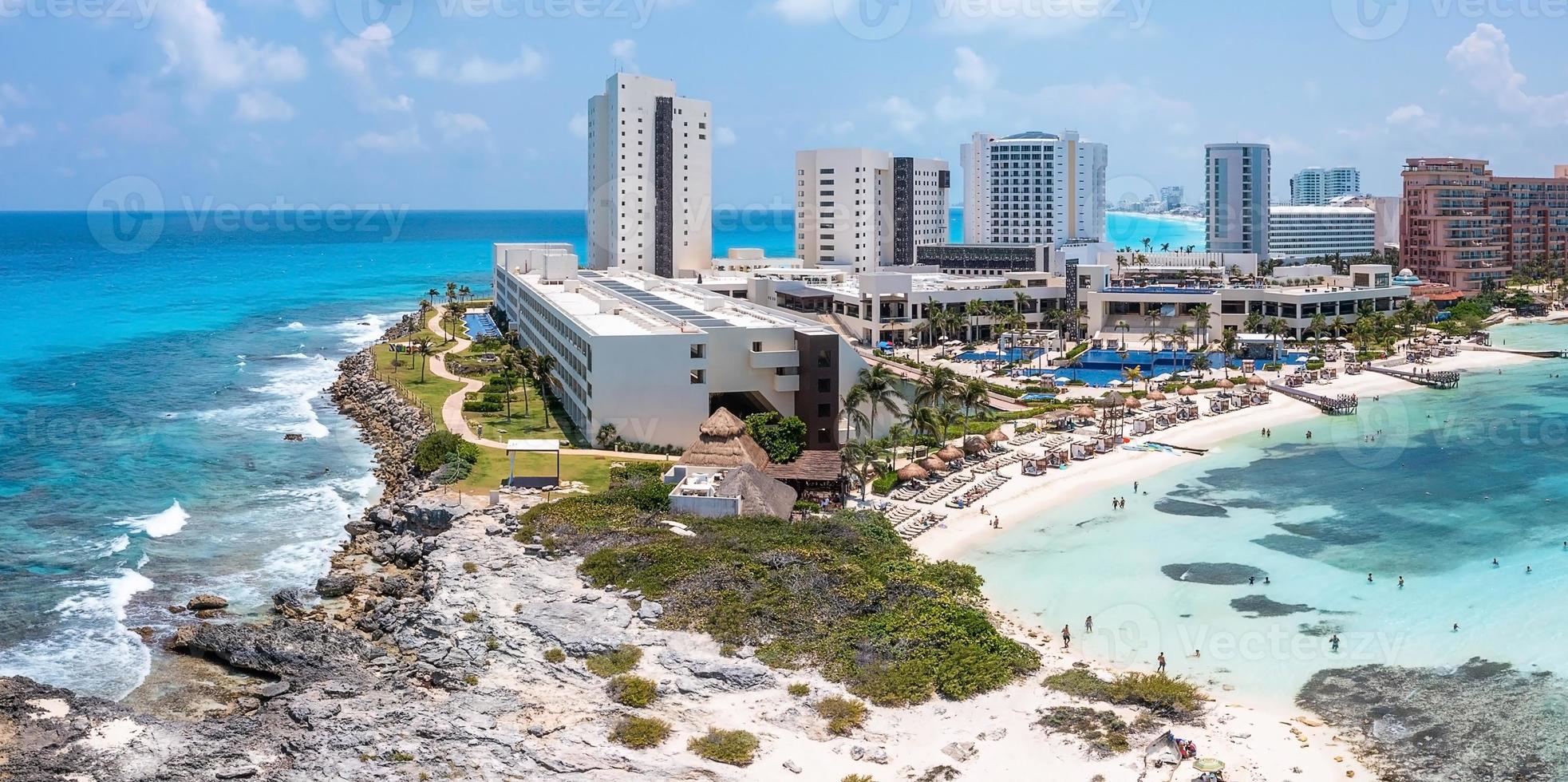 Aerial view of Punta Norte beach, Cancun, Mexico. photo