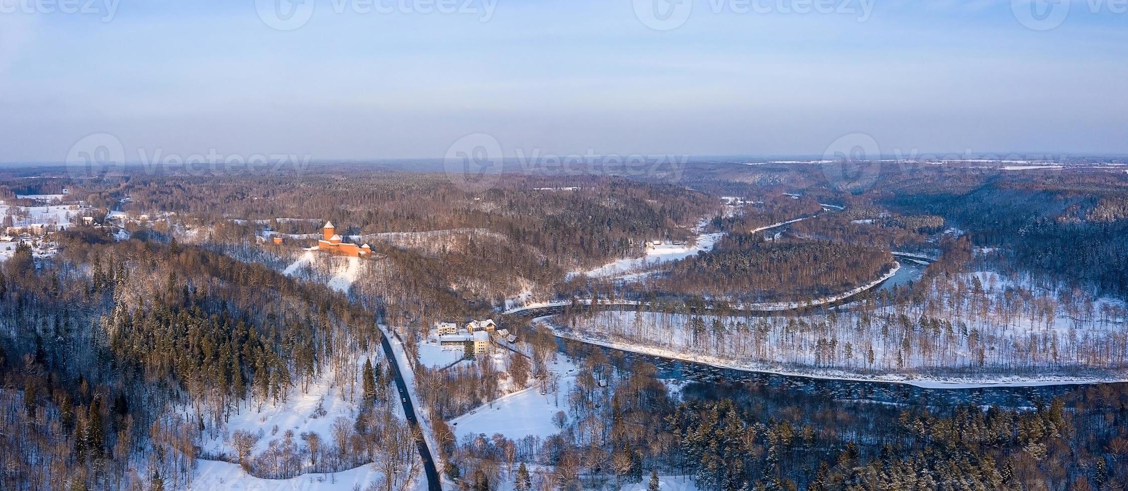 Classic close-up view of famous castle in scenic morning light at sunrise on a beautiful cold sunny day in winter. photo