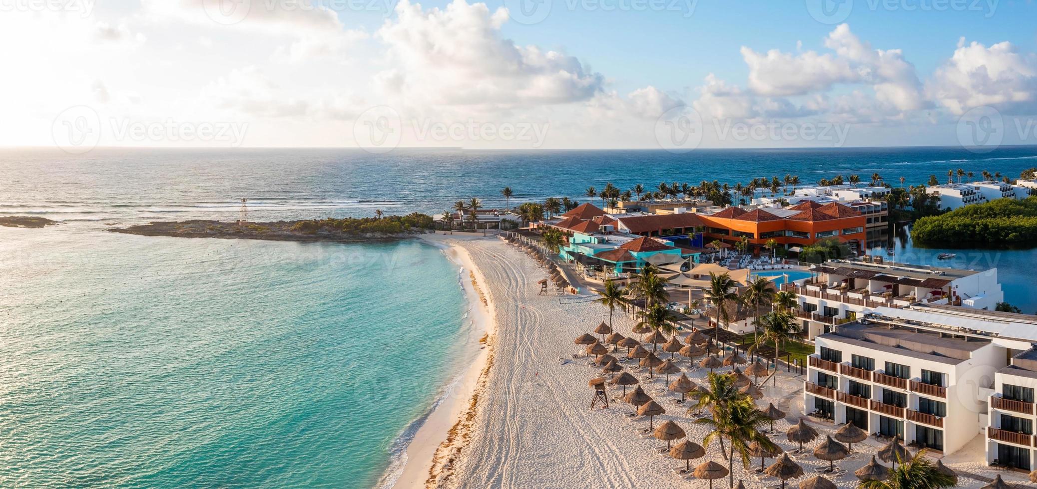 Magical sunrise view overt the Caribbean sea. photo