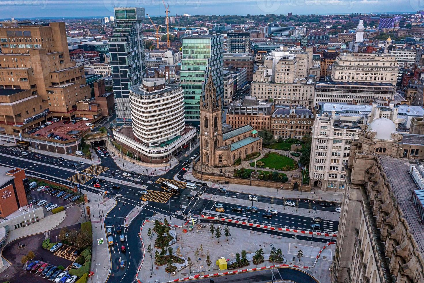 Aerial view of the Liverpool skyline in United Kingdom photo