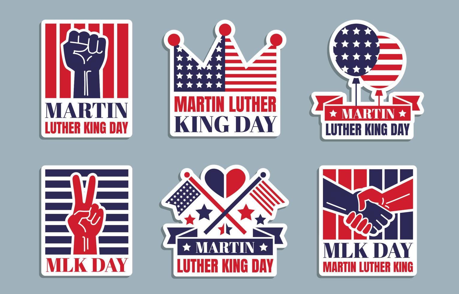 conjunto de pegatinas del día de martin luther king vector