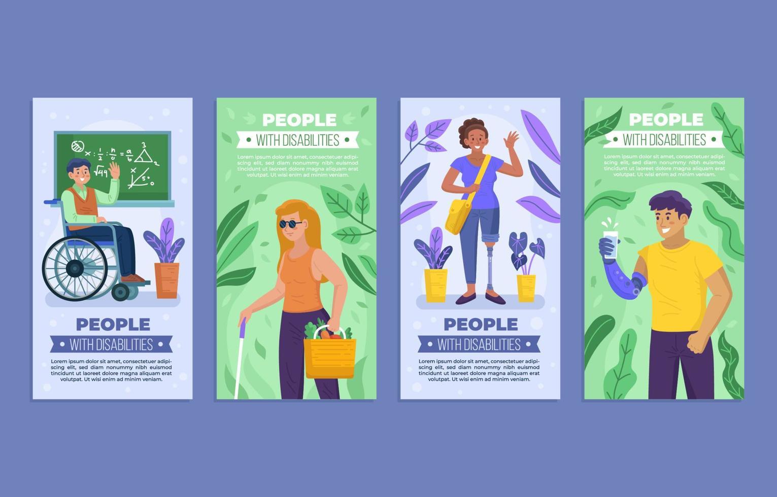 People with Disabilities Cards vector