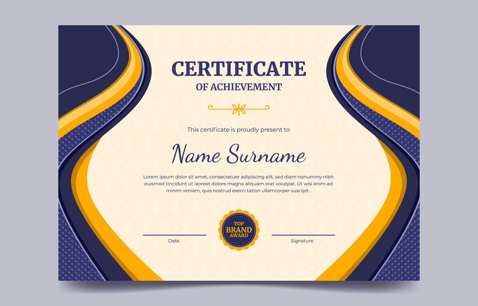 Blue Certificate Template with Flat Design Style vector