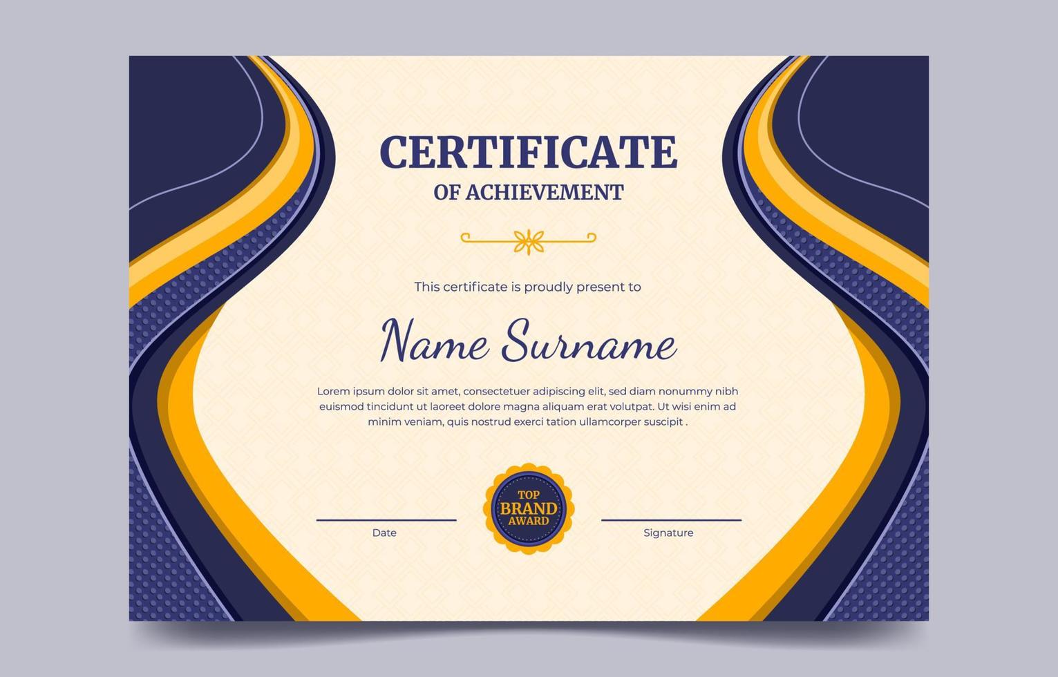 Blue Certificate Template with Flat Design Style vector