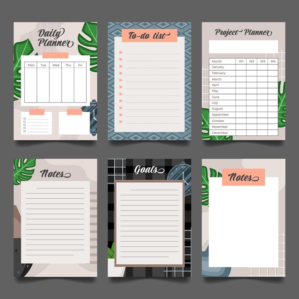 Set of Journal Template with Semi-Formal Look vector