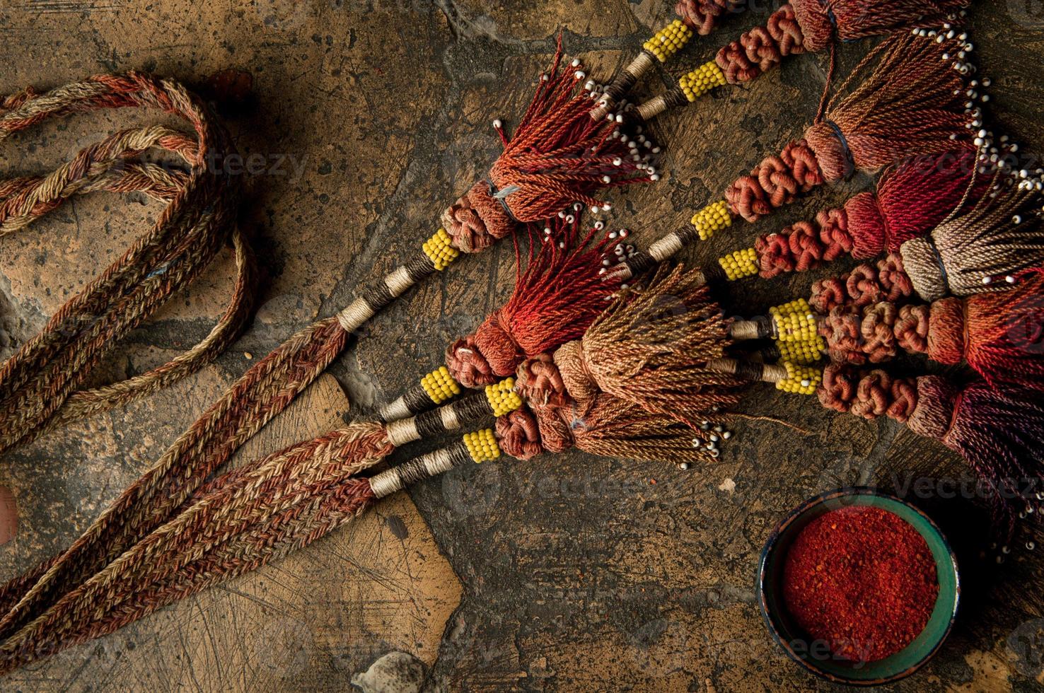 oriental spices on an old paving stone photo