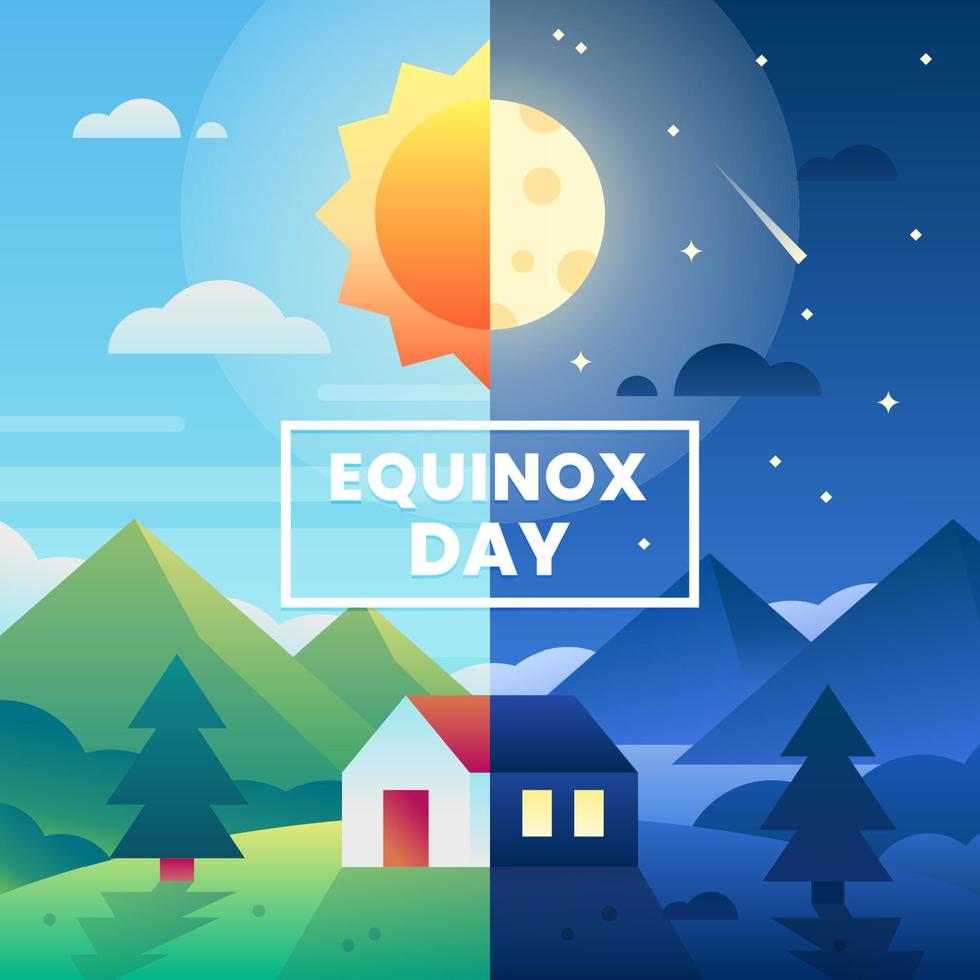 Equinox Night and Day Concept vector