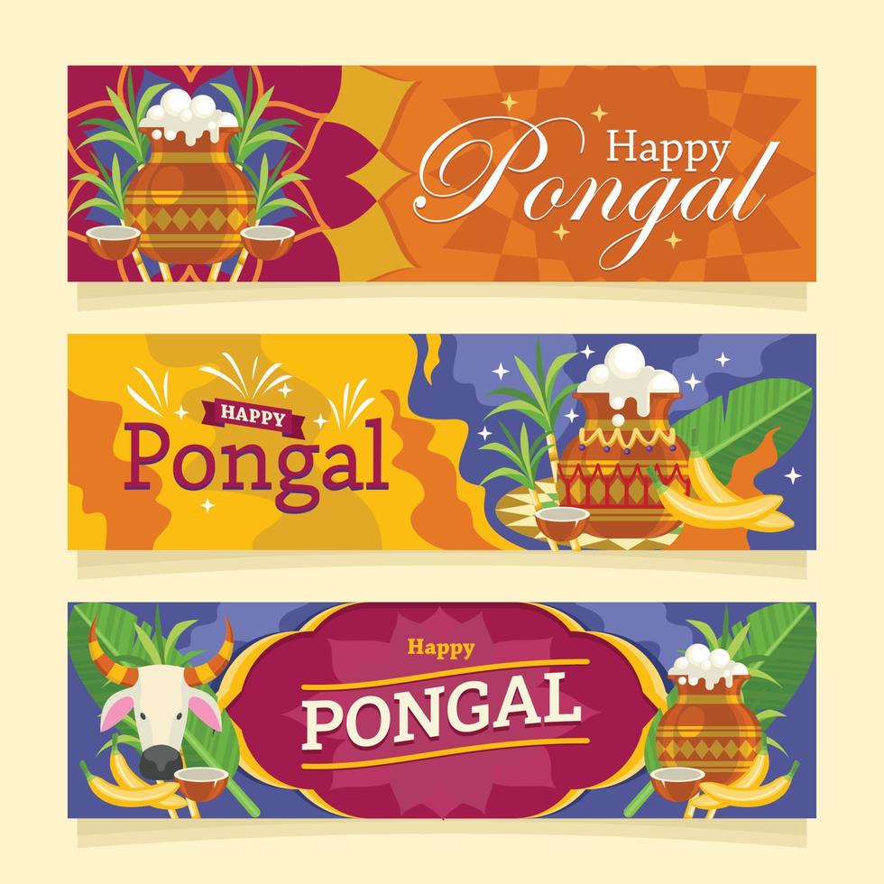 conjunto de banners pongal vector