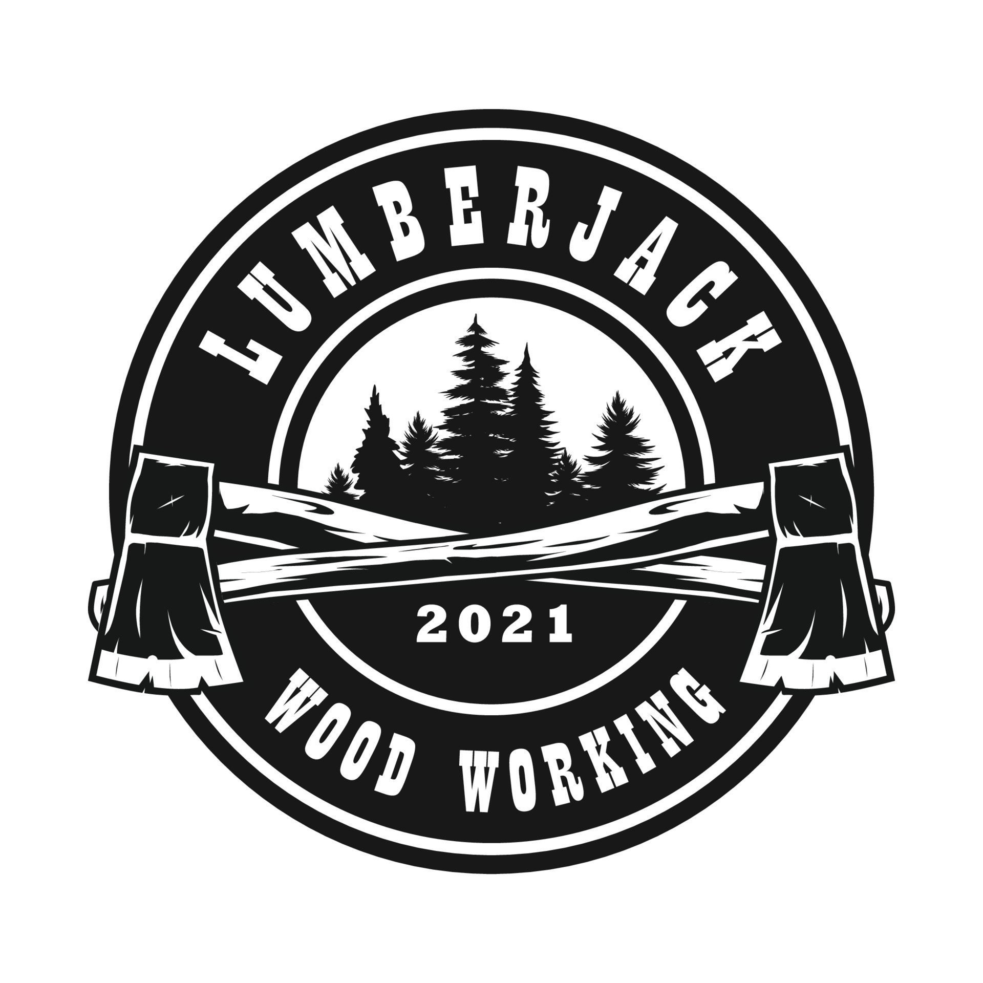 Crossed Lumberjack Logo Axes Vector