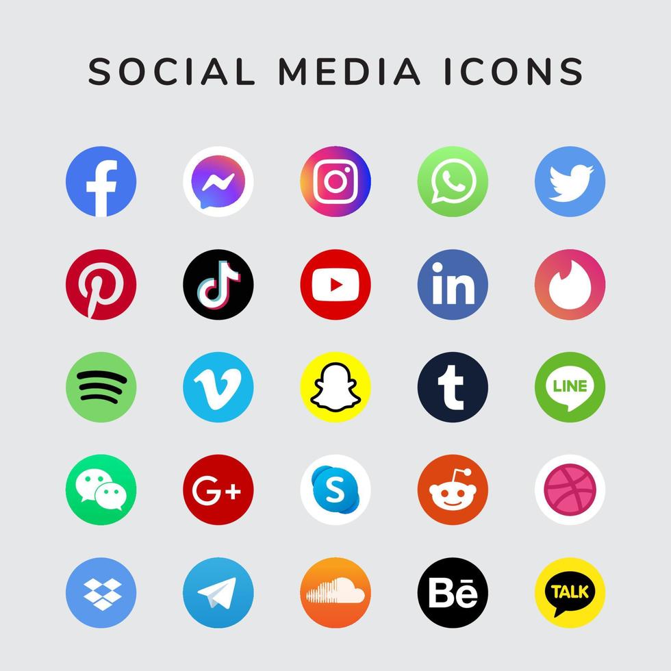 social media logo icon set collection vector