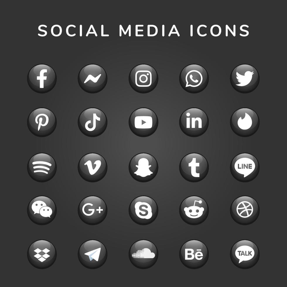 social media logo icon set collection vector