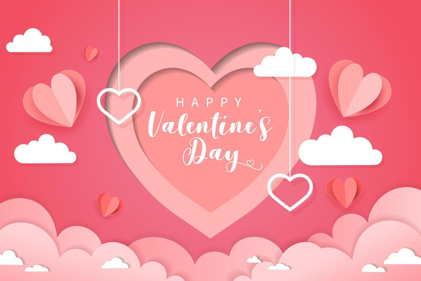 valentine day background with paper cut style vector
