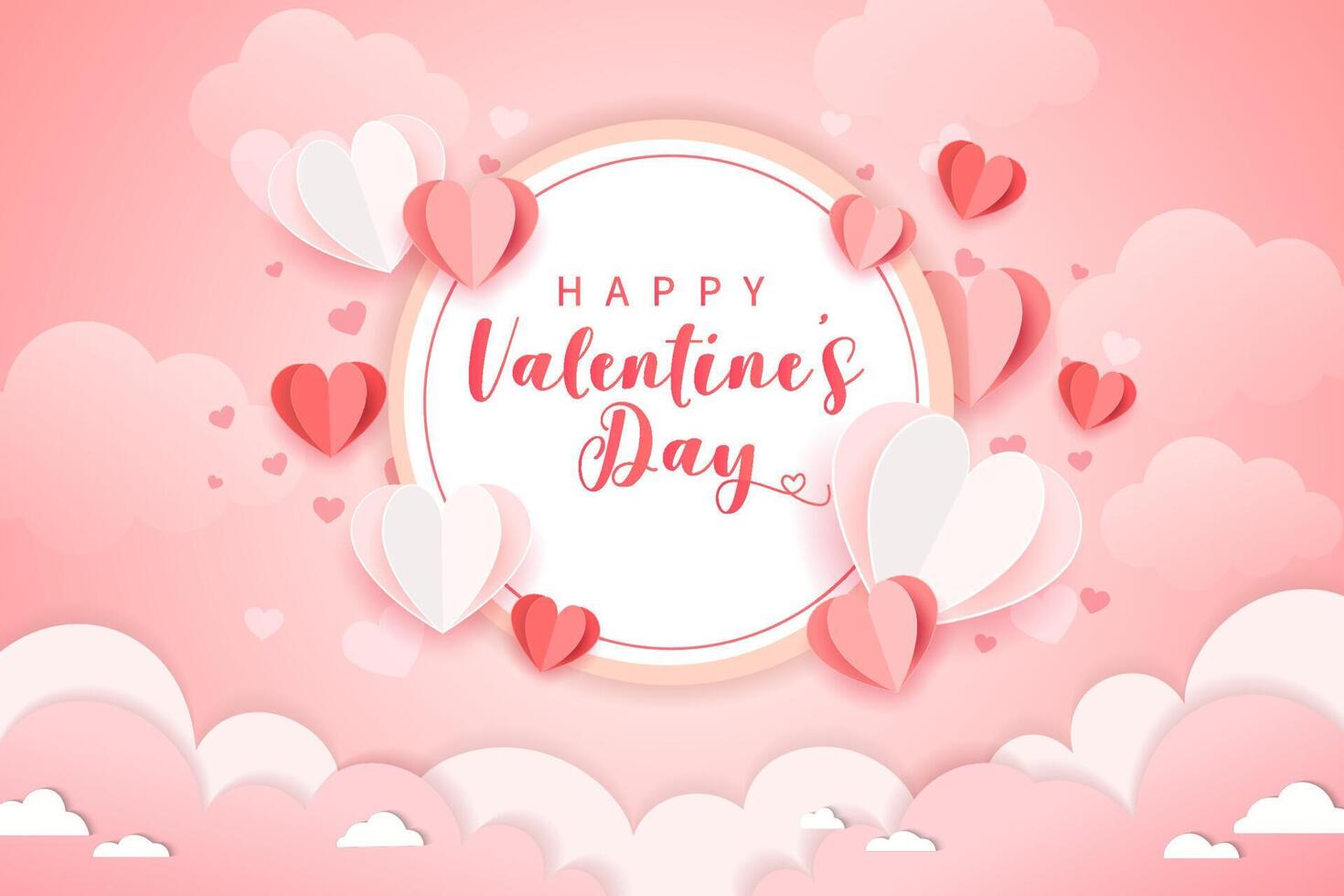 valentine day background with paper cut style vector