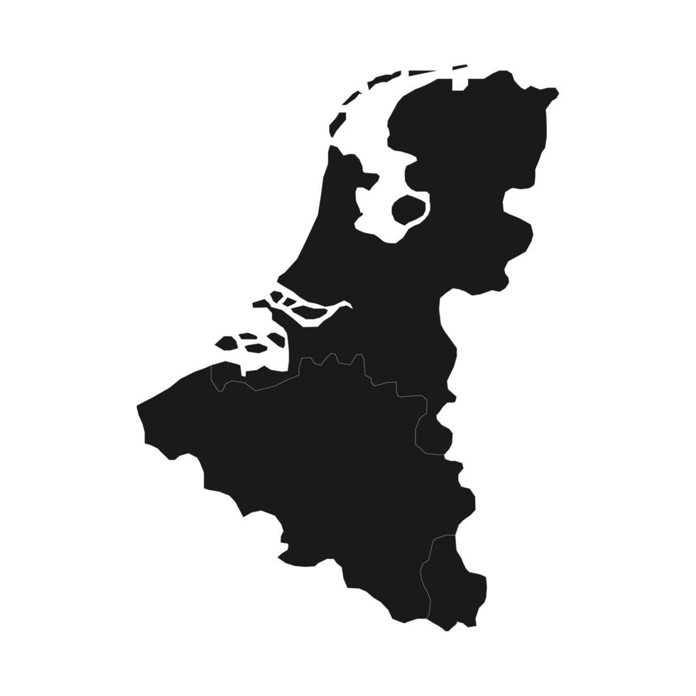 ilustración vectorial del mapa negro de benelux sobre fondo blanco vector