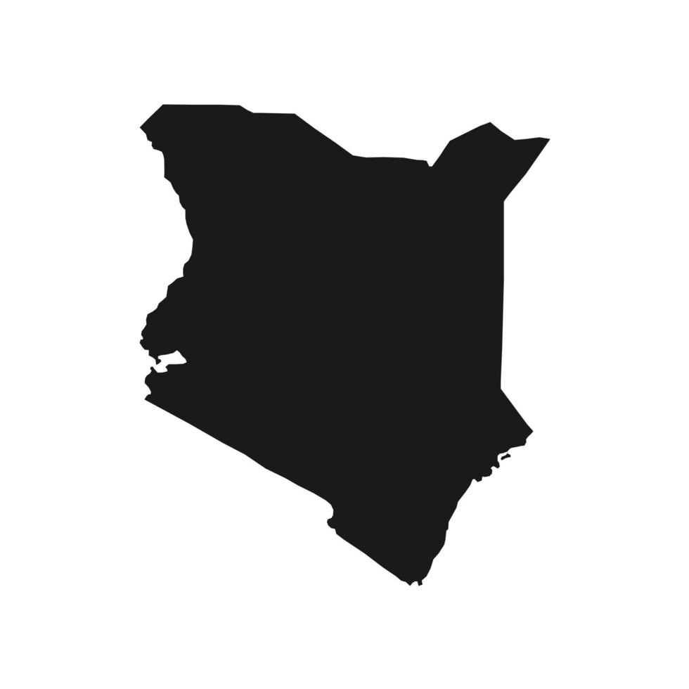 Vector Illustration of the Black Map of Kenya on White Background