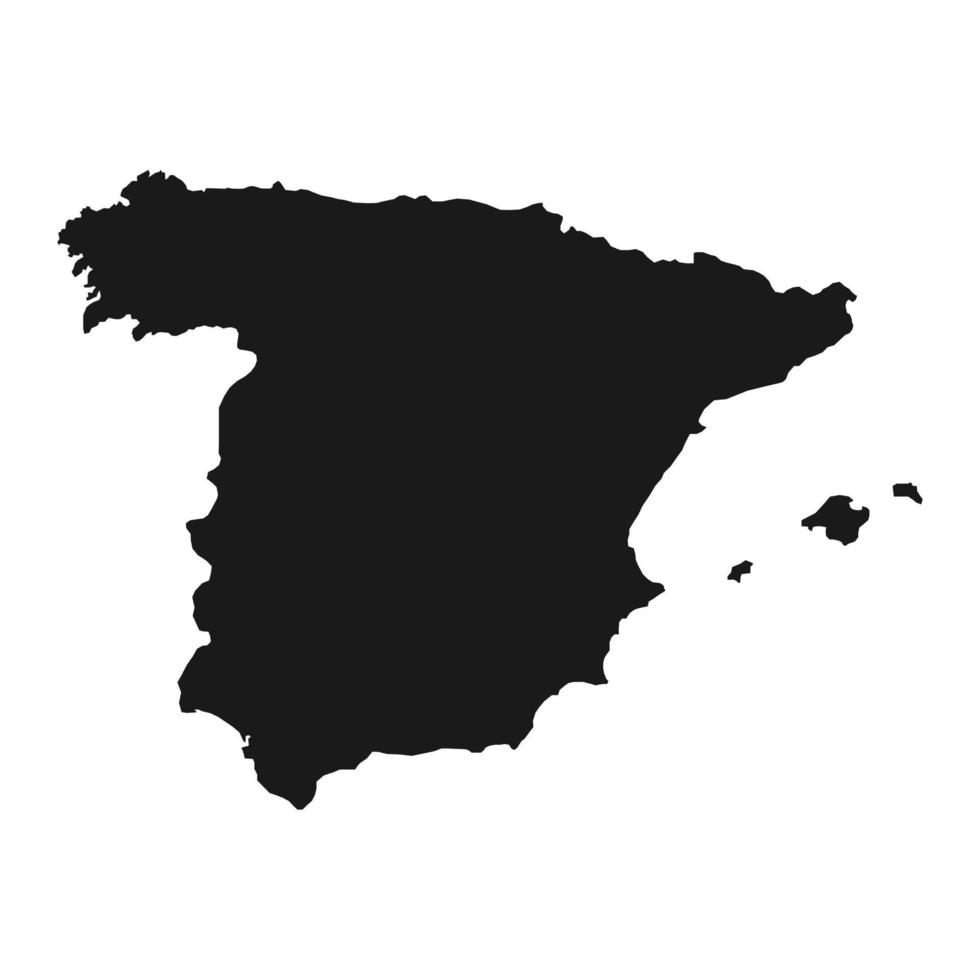 Vector Illustration of the Black Map of Spain on White Background