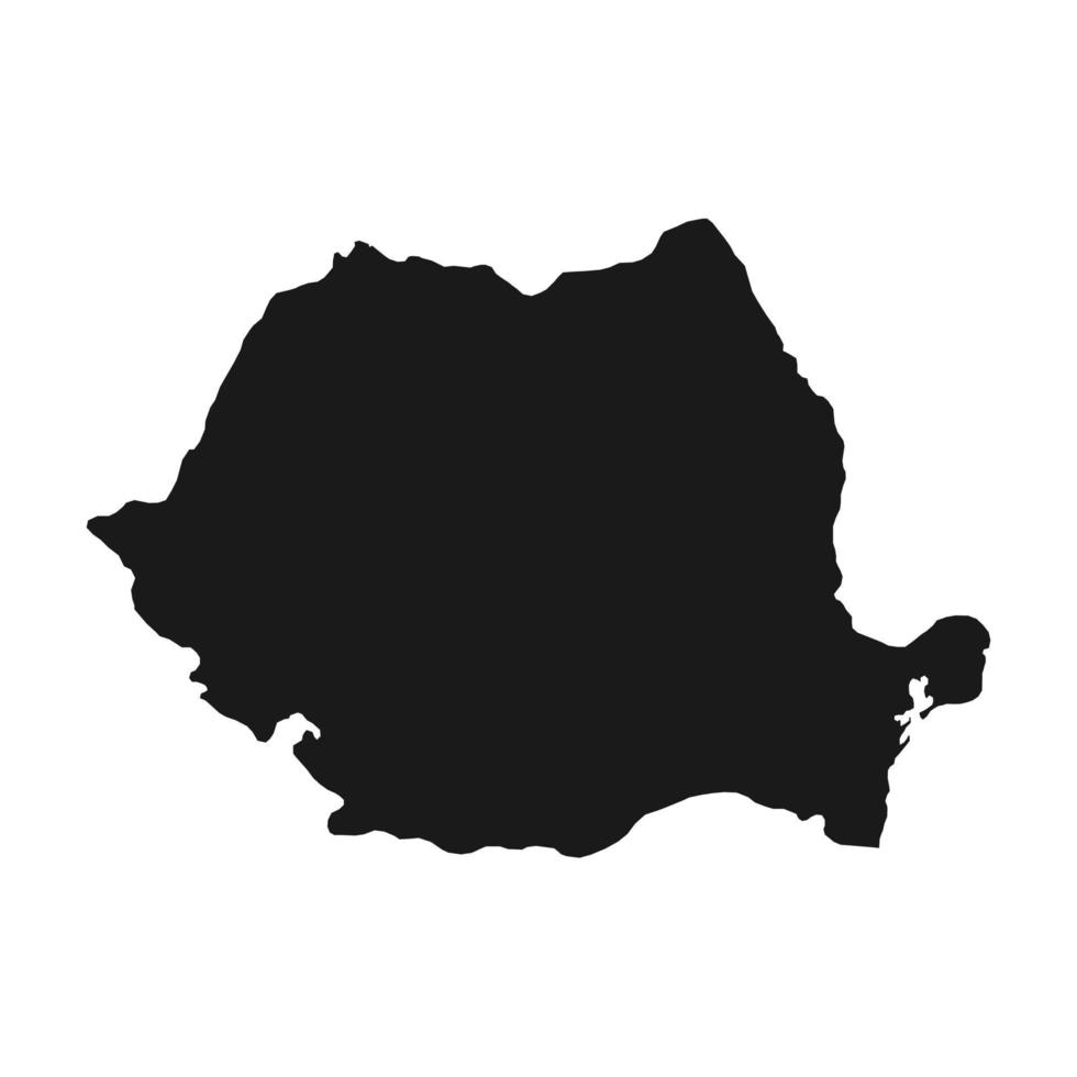 Vector Illustration of the Black Map of Romania on White Background