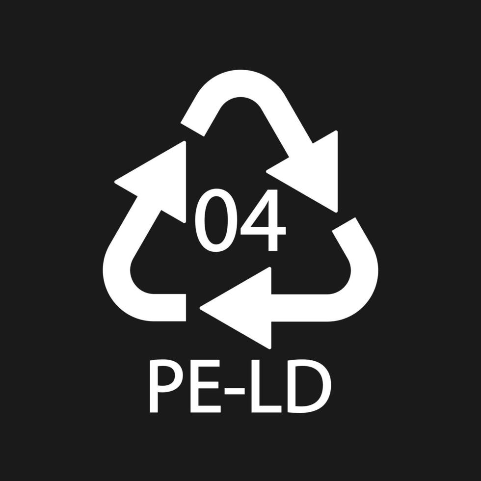 símbolo de código de reciclaje pe-ld 04. Signo de polietileno de baja densidad de vector de reciclaje de plástico.