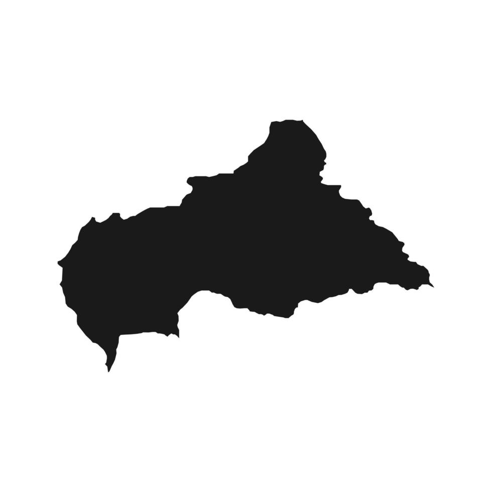 Vector Illustration of the Black Map of Central African Republic on White Background