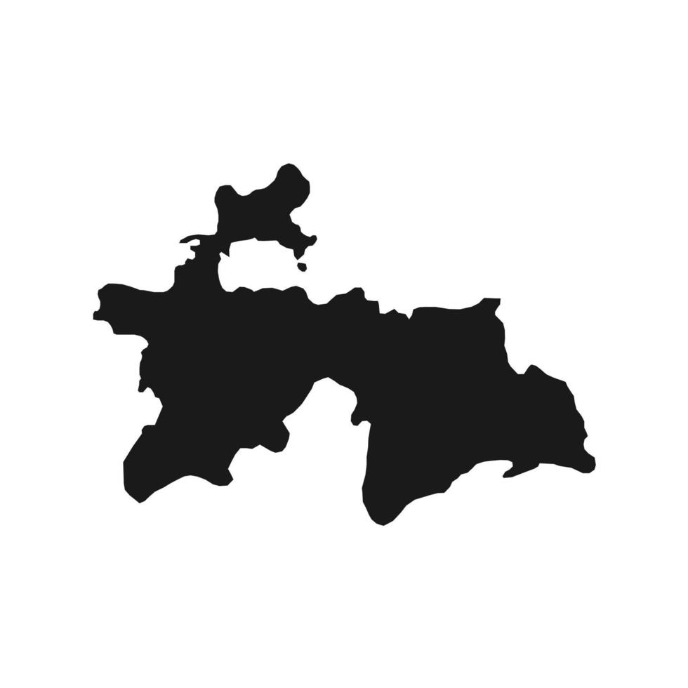 Vector Illustration of the Black Map of Tajikistan on White Background