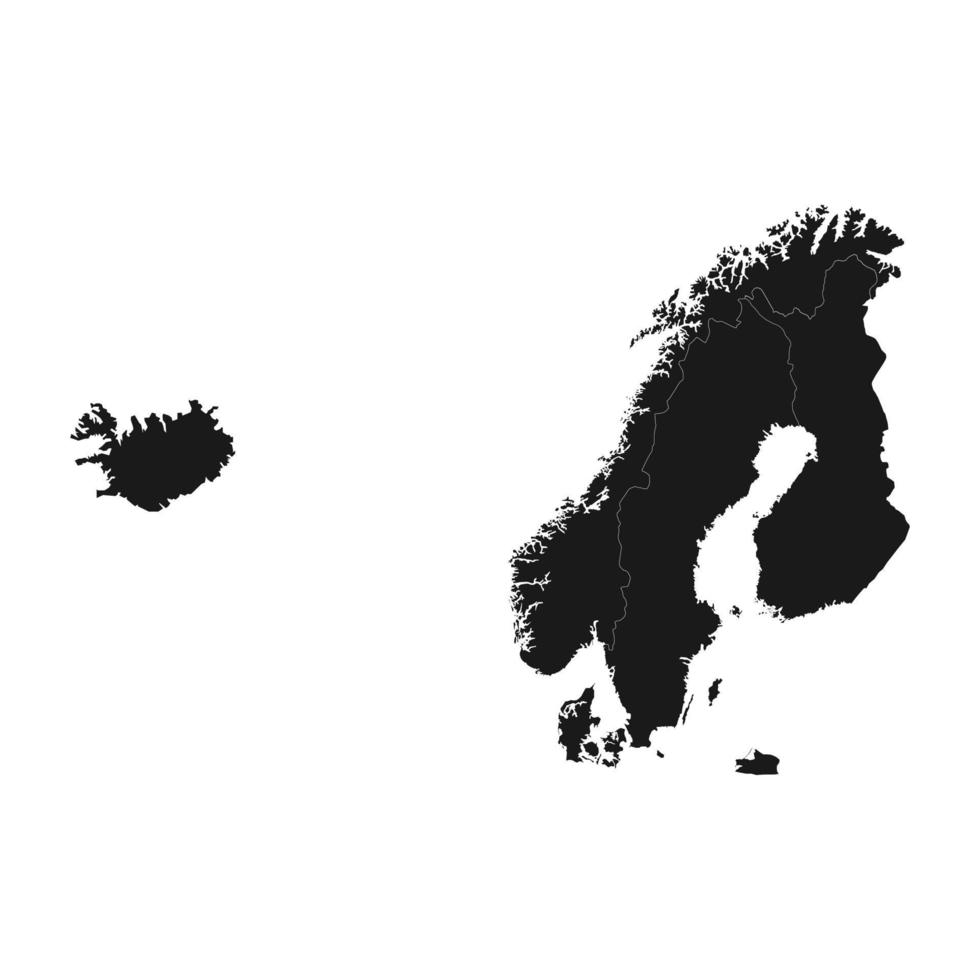 ilustración vectorial del mapa negro de escandinavia sobre fondo blanco vector