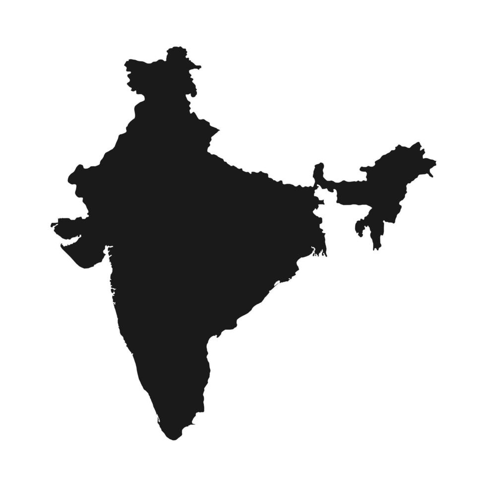 ilustración vectorial del mapa negro de la india sobre fondo blanco vector