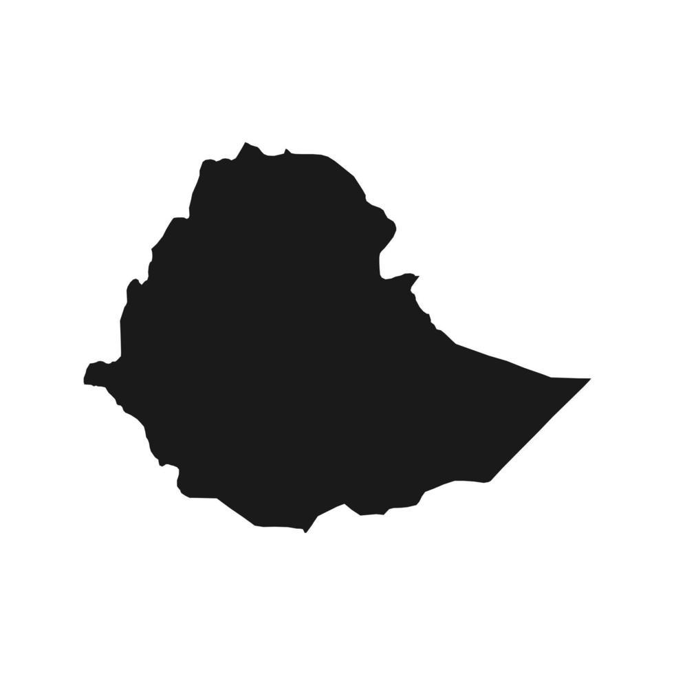 Vector Illustration of the Black Map of Ethiopia on White Background