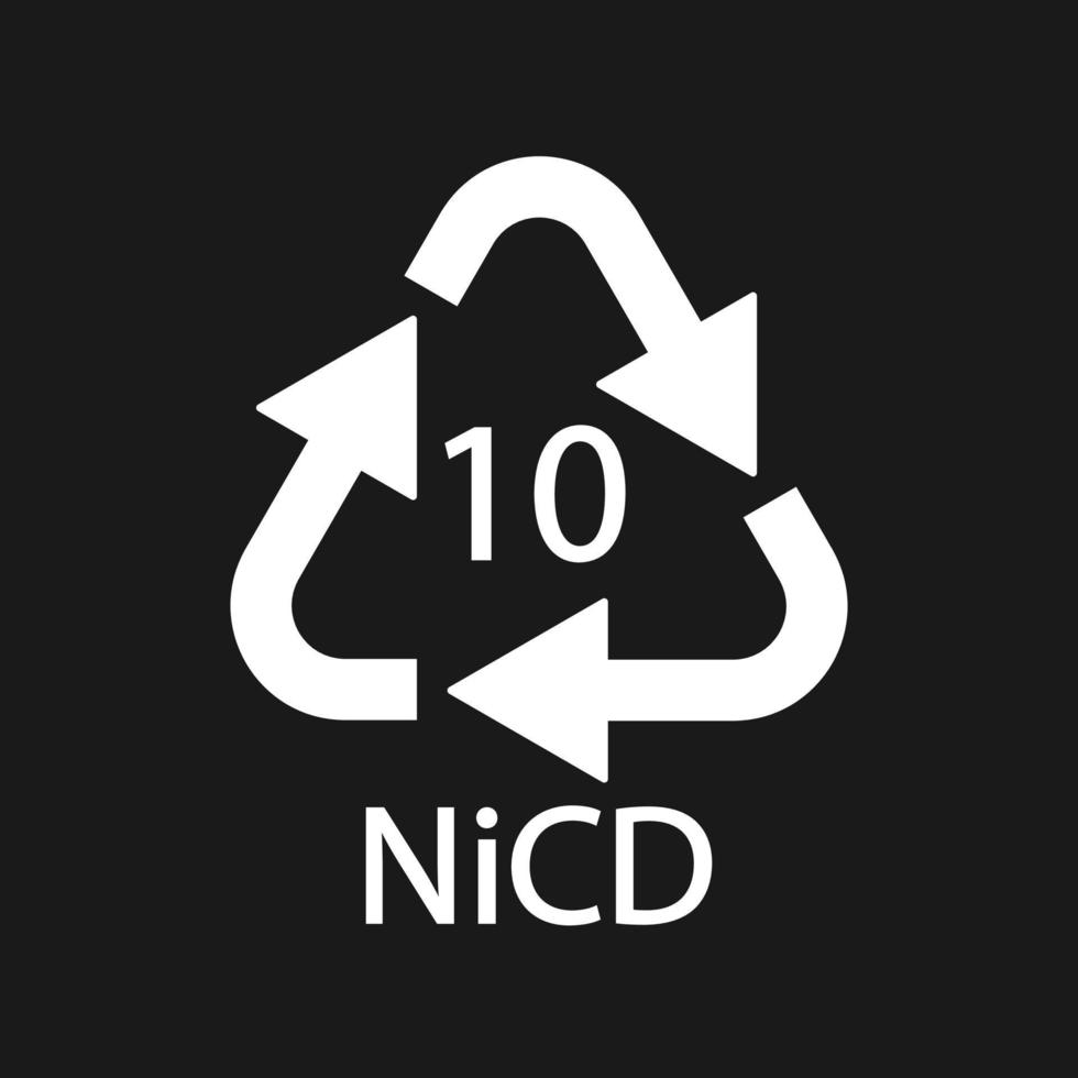 Battery recycling code 10 NiCD . Vector illustration