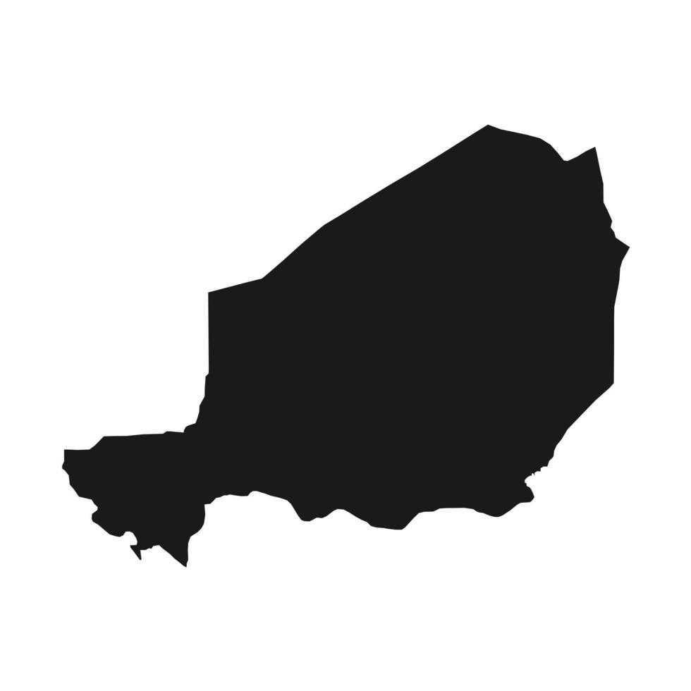 Vector Illustration of the Black Map of Niger on White Background