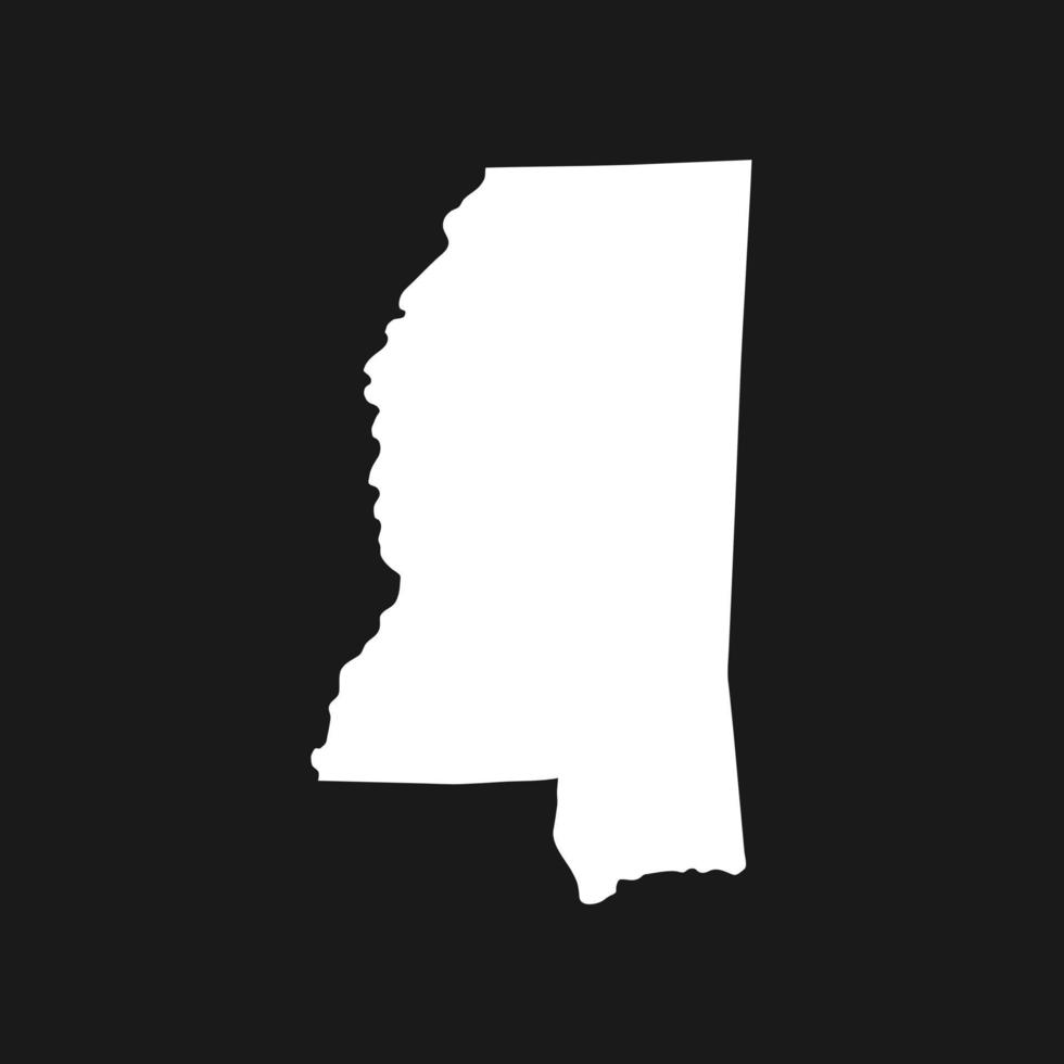 Mapa de Mississippi sobre fondo negro vector
