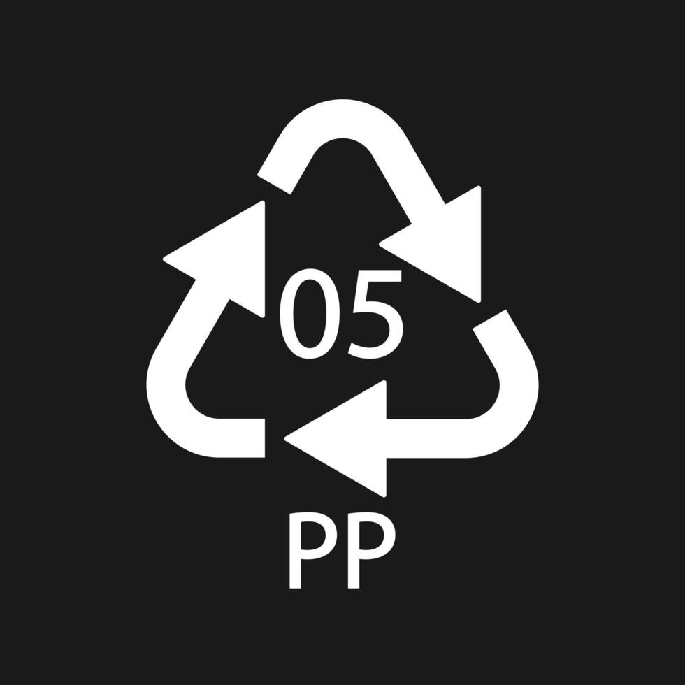 símbolo de reciclaje de plástico pp 5 icono de vector. vector