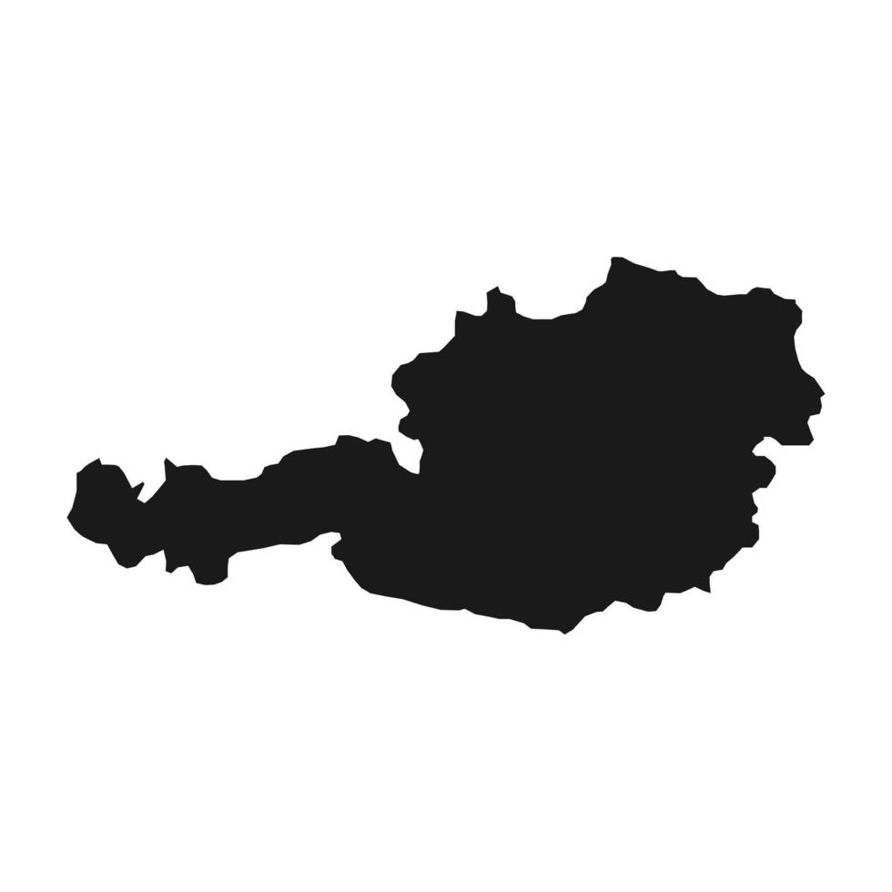 Vector Illustration of the Black Map of Austria on White Background