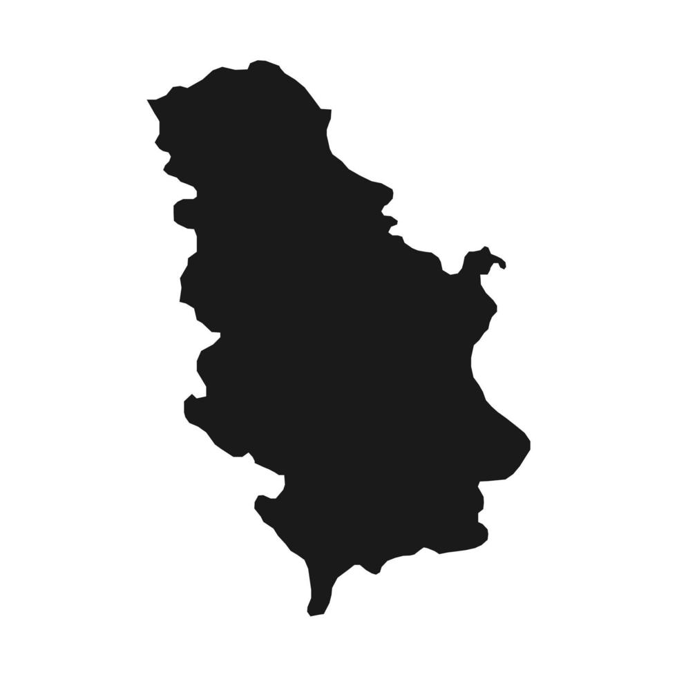 Vector Illustration of the Black Map of Serbia on White Background