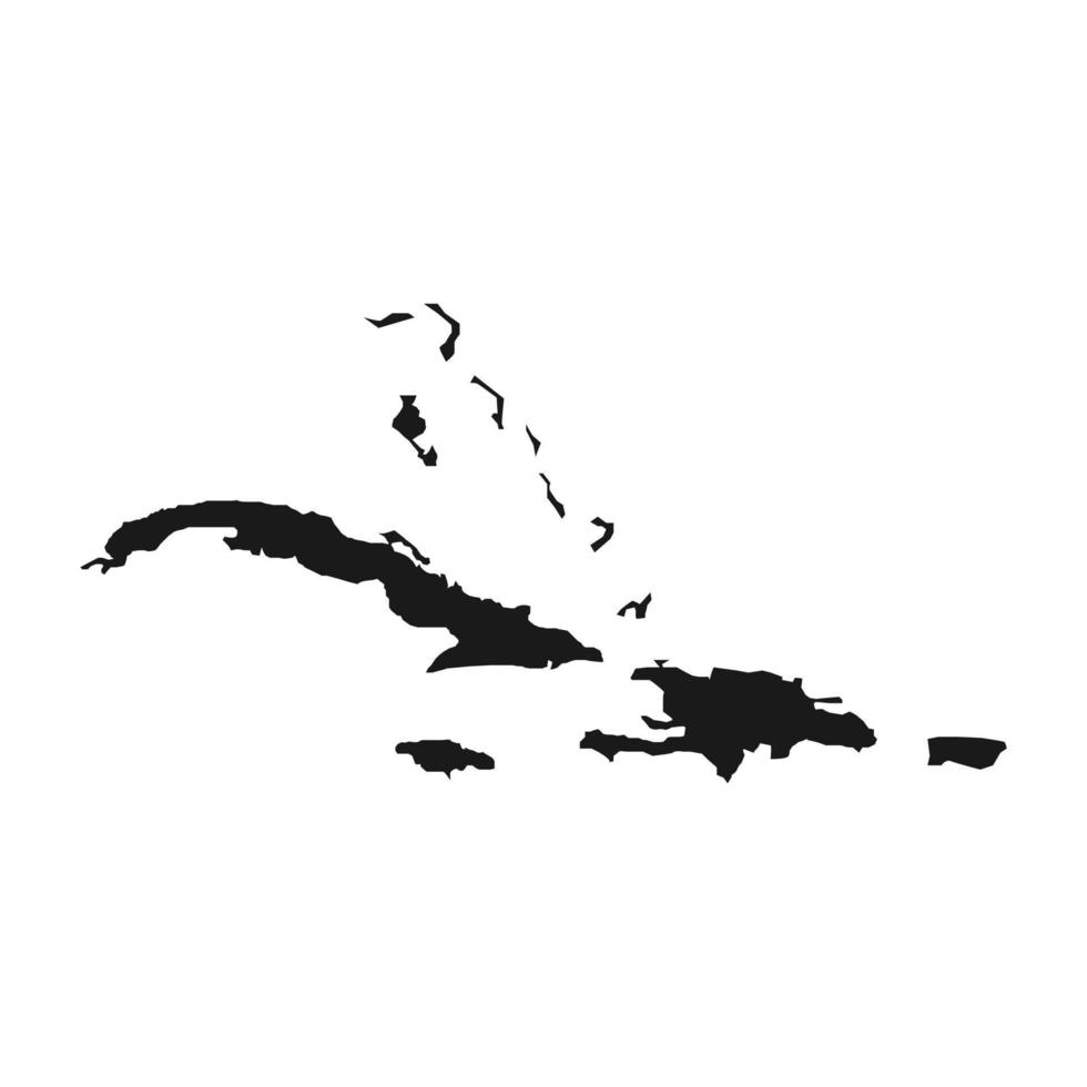 Caribbean black map on white background vector