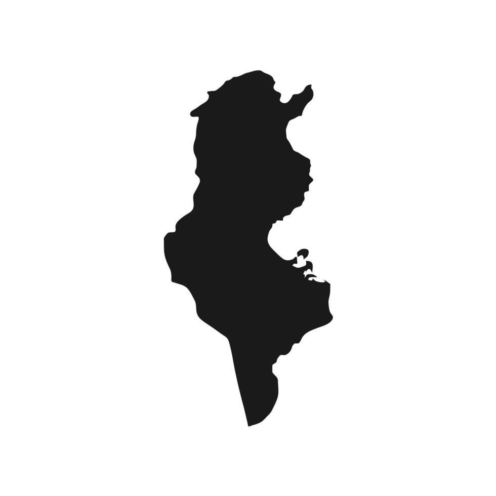 Vector Illustration of the Black Map of Tunisia on White Background