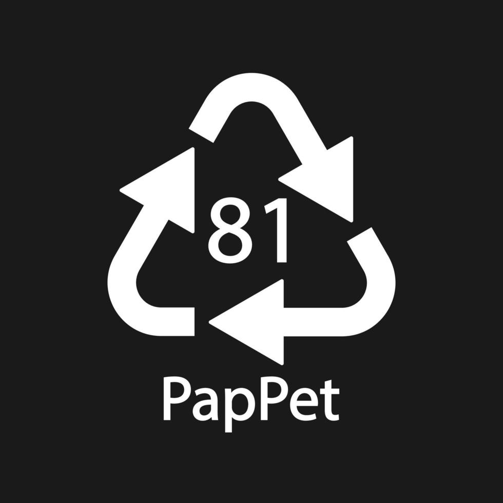 Paper cardboard. Recycling codes 81 PapPet. Composite materials sign