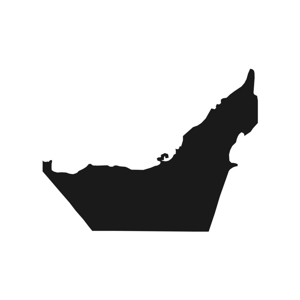 Vector Illustration of the Black Map of UAE on White Background