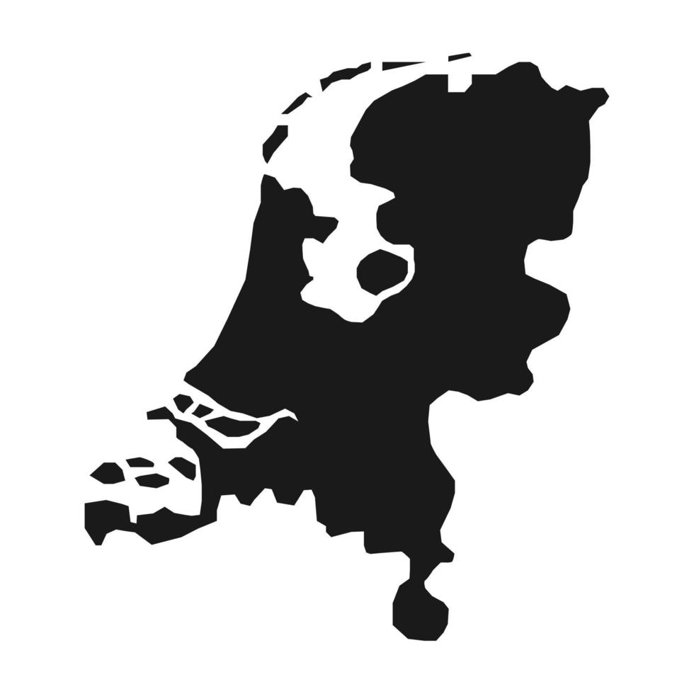 Vector Illustration of the Black Map of Netherlands on White Background