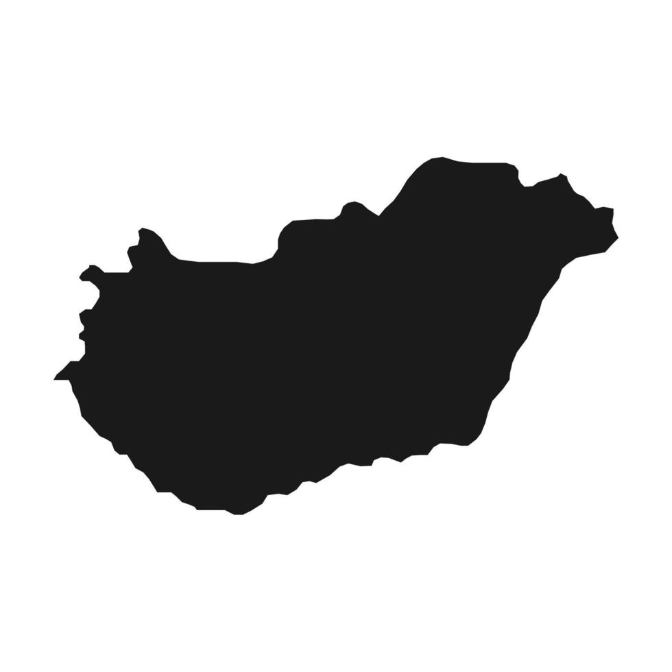 Vector Illustration of the Black Map of Hungary on White Background