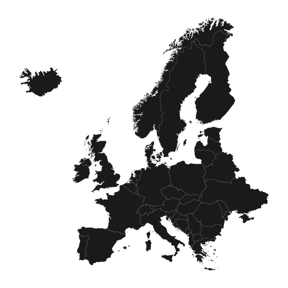 ilustración de vector de mapa de europa negro