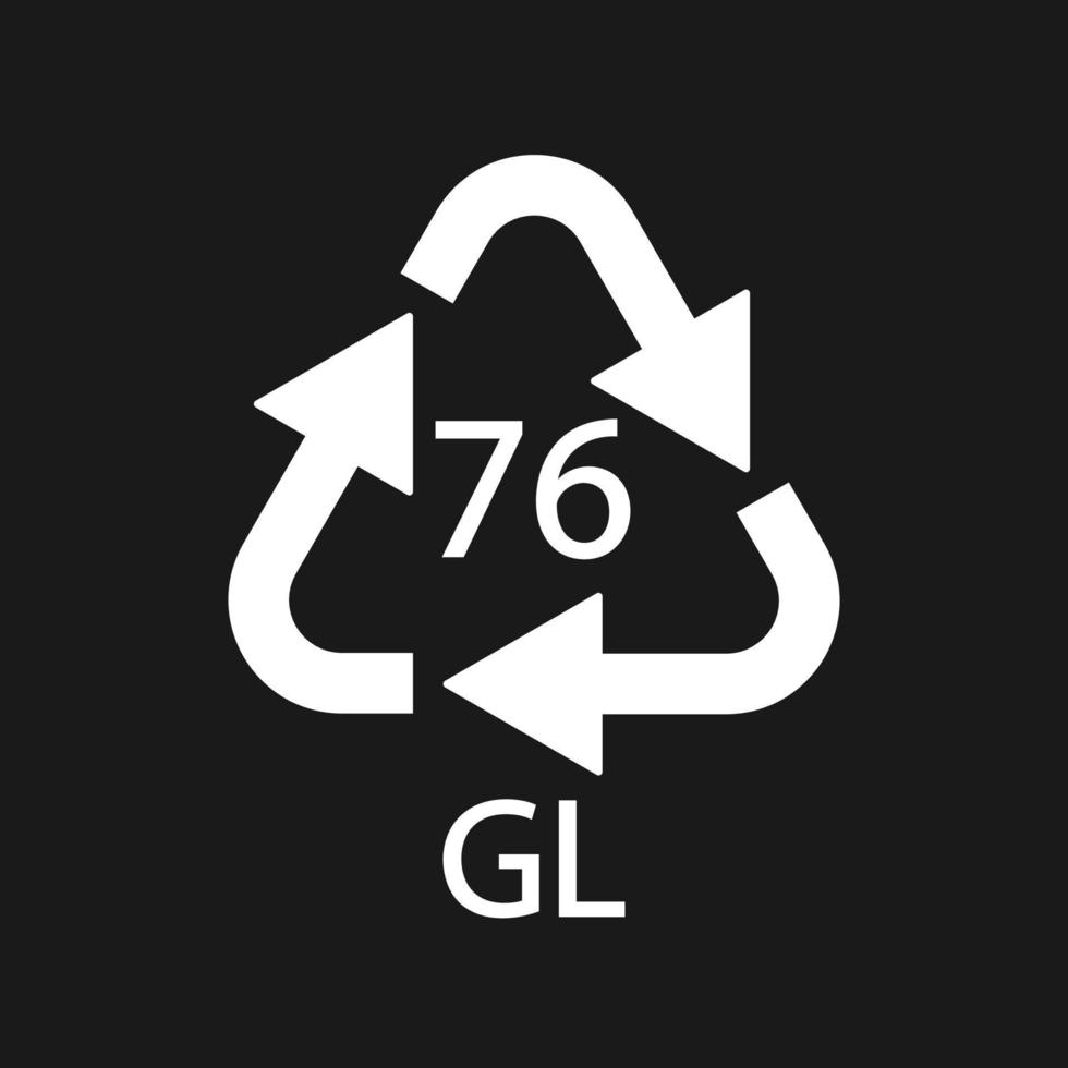 Crystal Glass recycling code 76 GL. Vector illustration