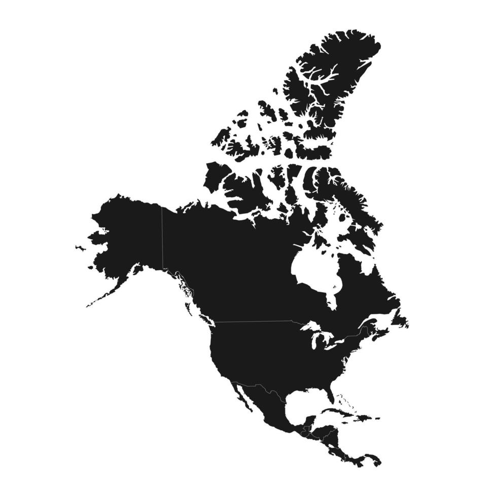mapa de américa del norte con regiones. Estados Unidos, Canadá, mapas de México. delinear el mapa de américa del norte aislado sobre fondo blanco. vector