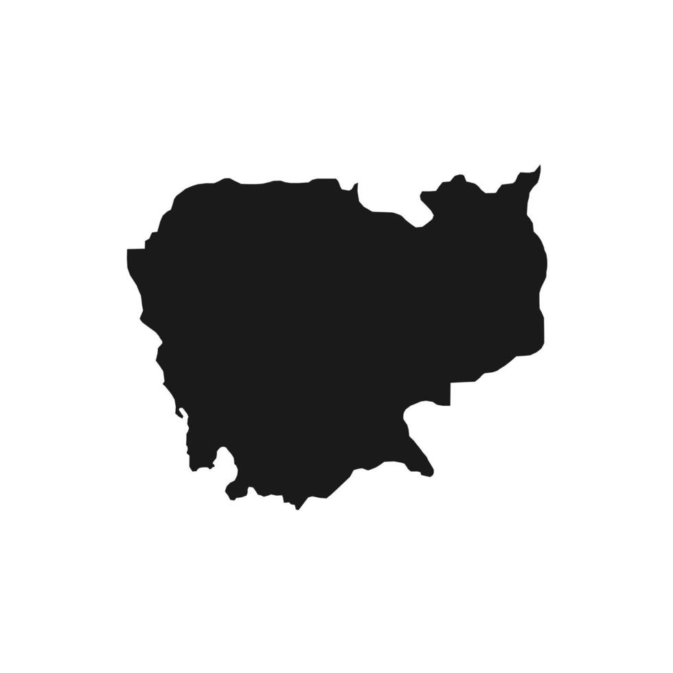 Vector Illustration of the Black Map of Cambodia on White Background