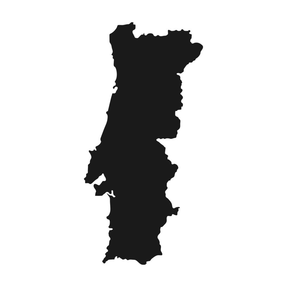 Portugal mapa vectorial en blanco aislado sobre fondo blanco. mapa de silueta negra muy detallado de portugal. vector