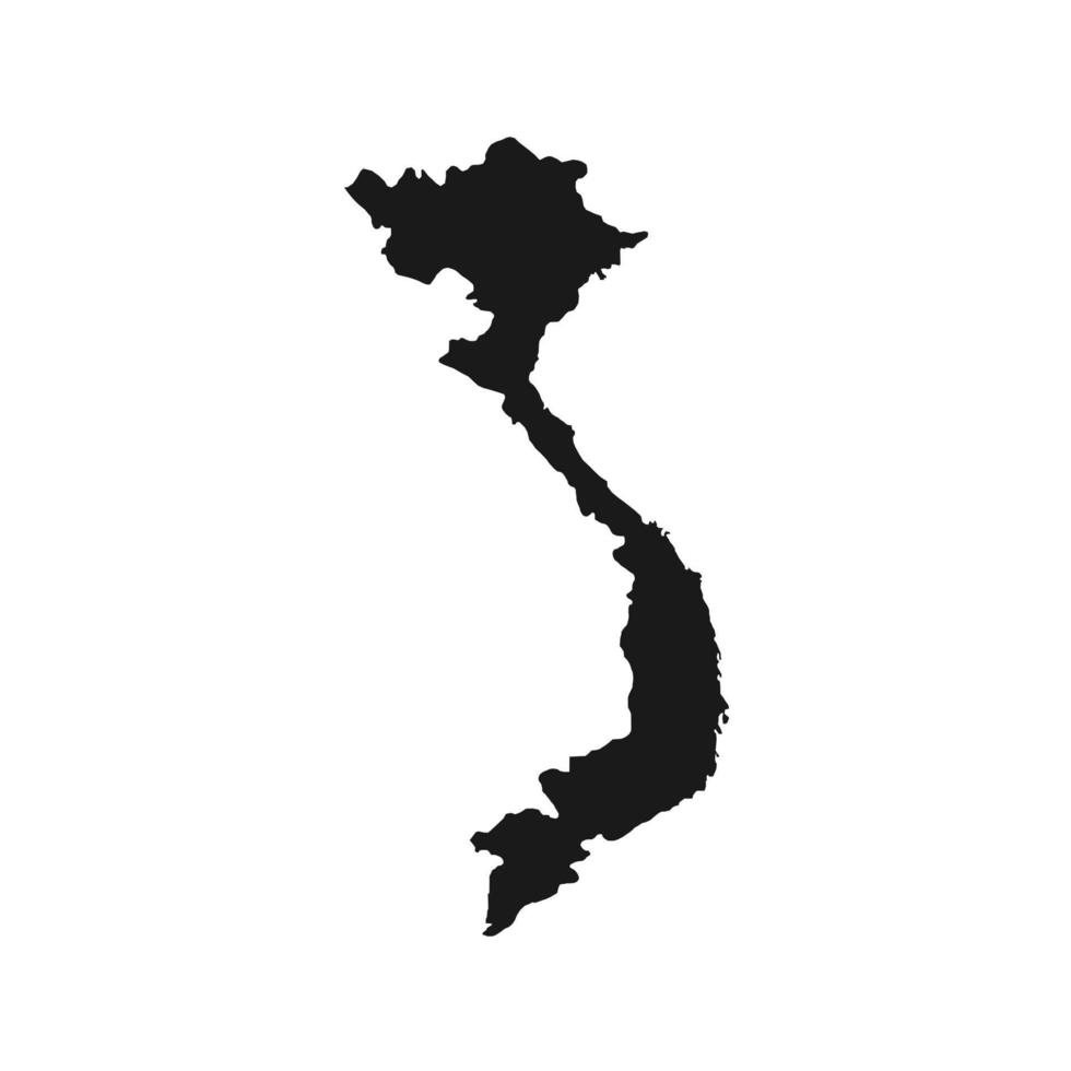 Vector Illustration of the Black Map of Vietnam on White Background