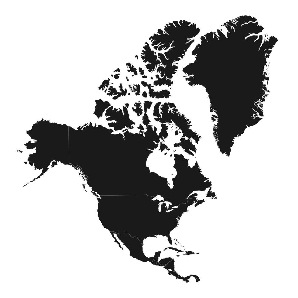 mapa de américa del norte con groenlandia. delinear el mapa de américa del norte aislado sobre fondo blanco. vector