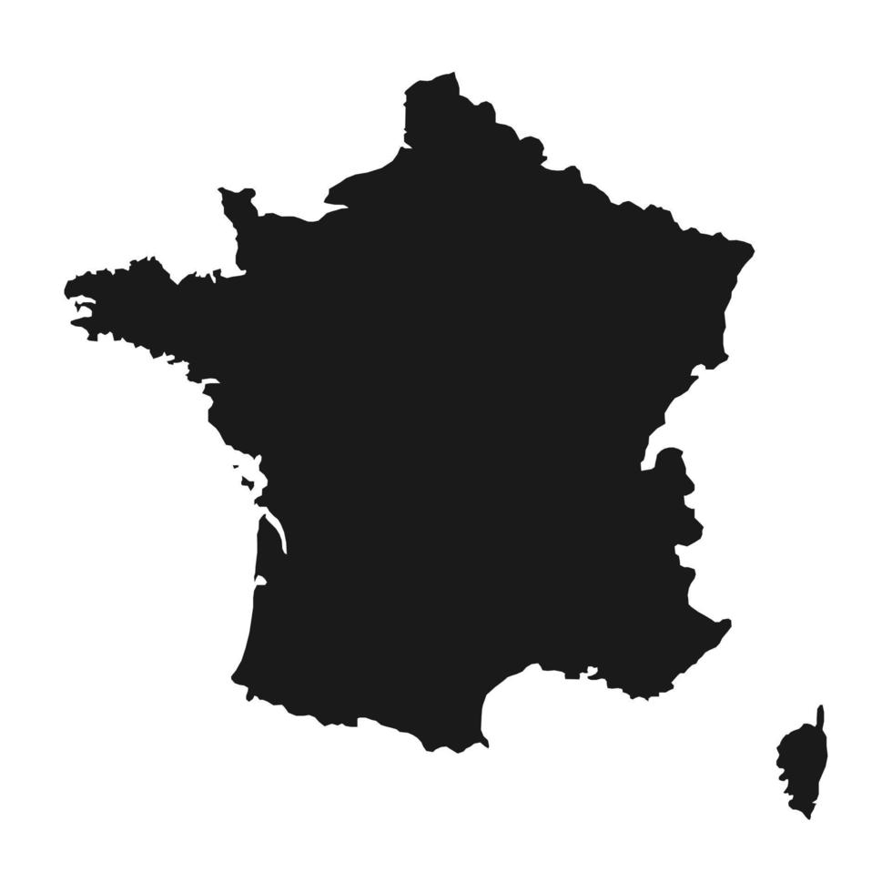 Vector Illustration of the Black Map of France on White Background